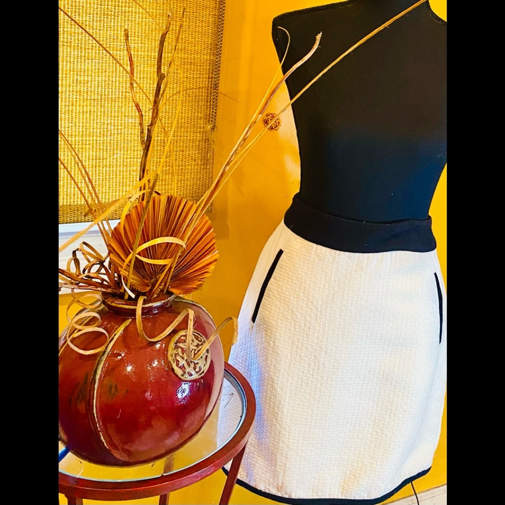 Ann Taylor Black/White Skirt with pockets. Cotton & Rayon (size 8)